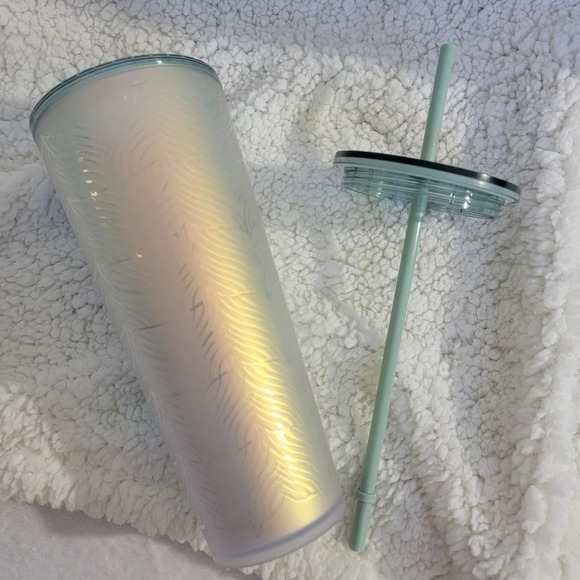 Starbucks 2021 Iridescent Mermaid Tail 24 Oz. Cold Cup Tumbler Teal Lid Straw - Picture 2 of 7